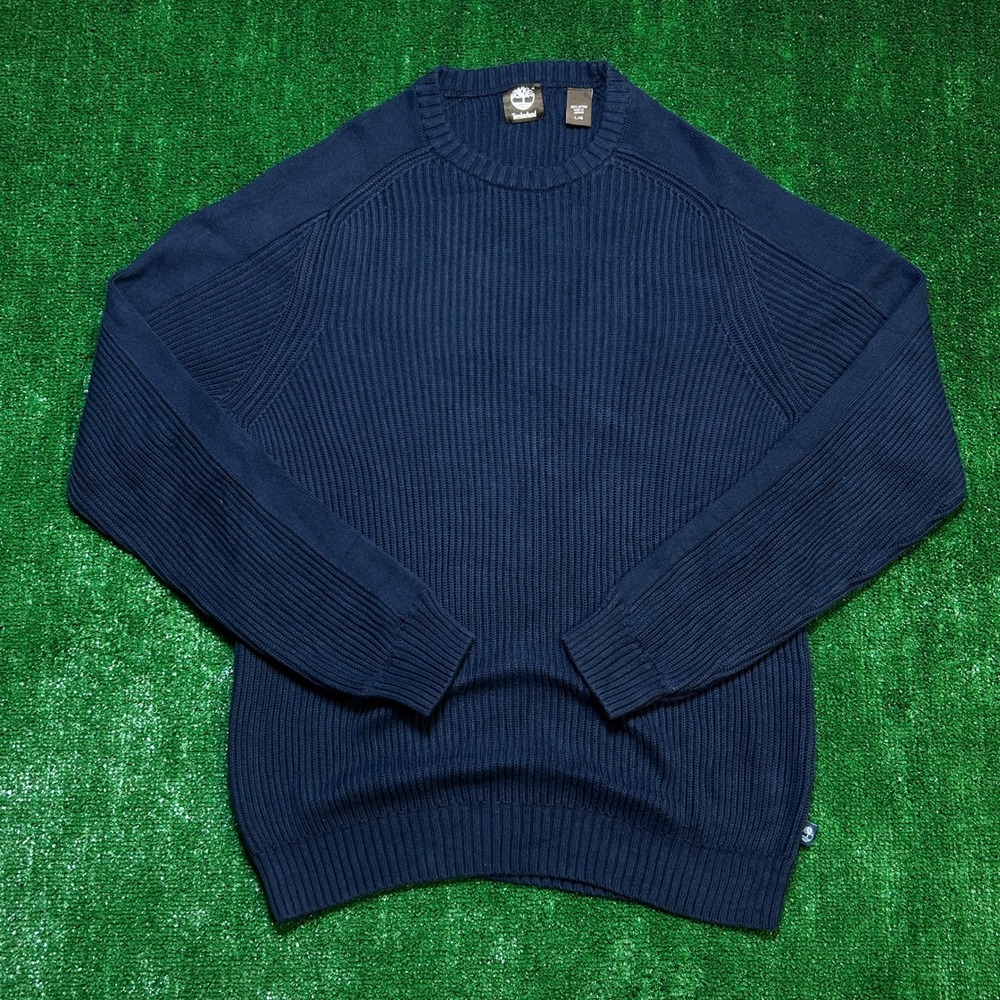Timberland Sweater Ribbed Knit Crewneck Navy Blue Size L